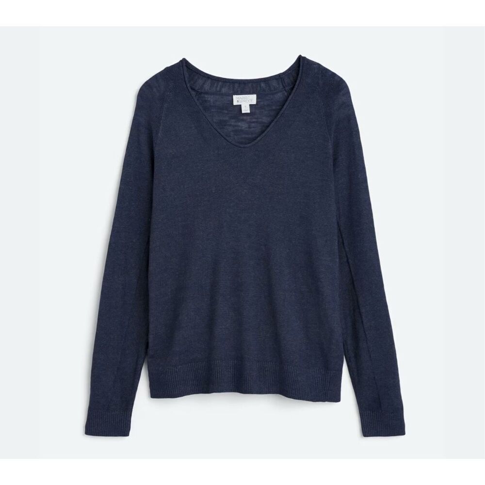 Market & Spruce Women's Stitch Fix Cassian Linen Blend Navy Sweater Size XS NWOT